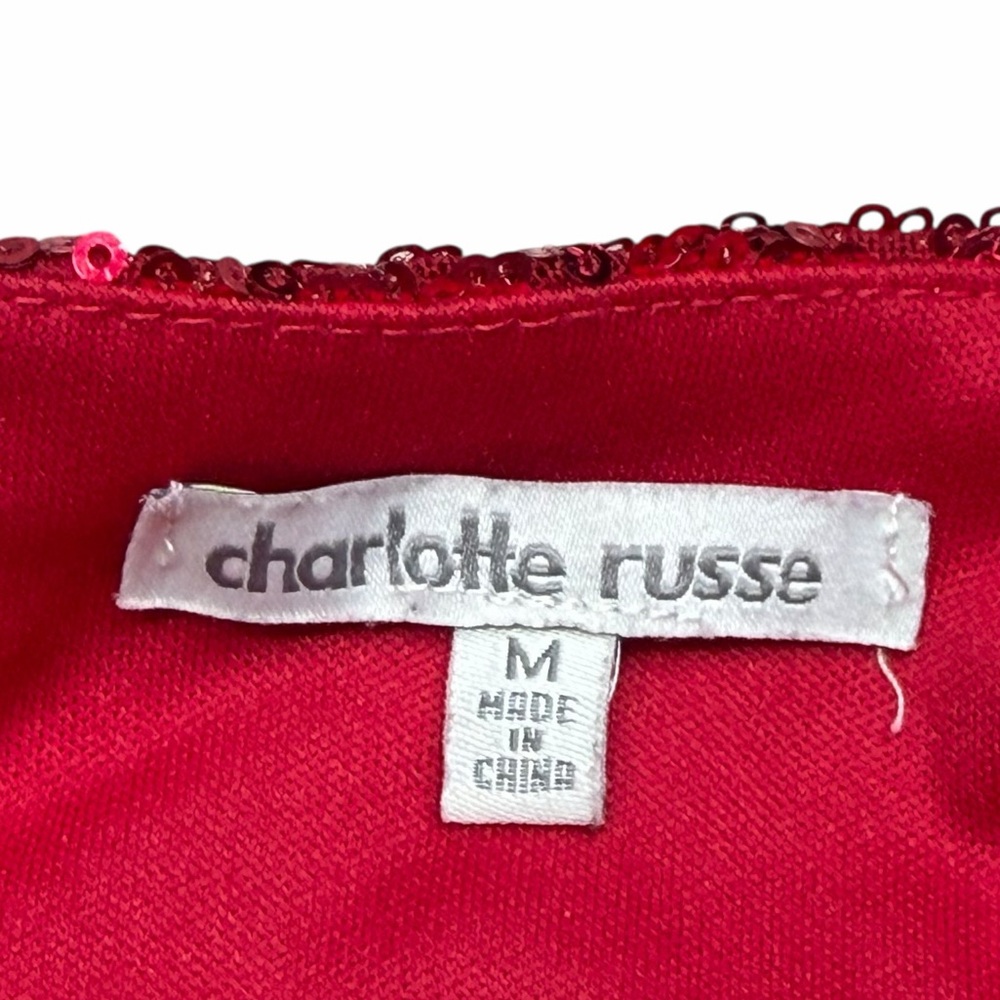 Vtg Charlotte Russe Red Sequin Sweetheart Strapless Flounce Hem Dress - Medium - Picture 8 of 14